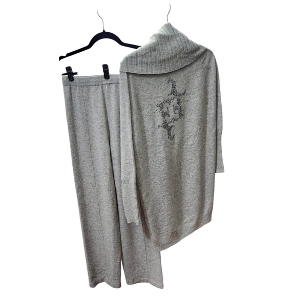 Escada Safina Gray Cowl Neck Sweater Cashmere & Sweatpants Size S - Picture 2 of 16
